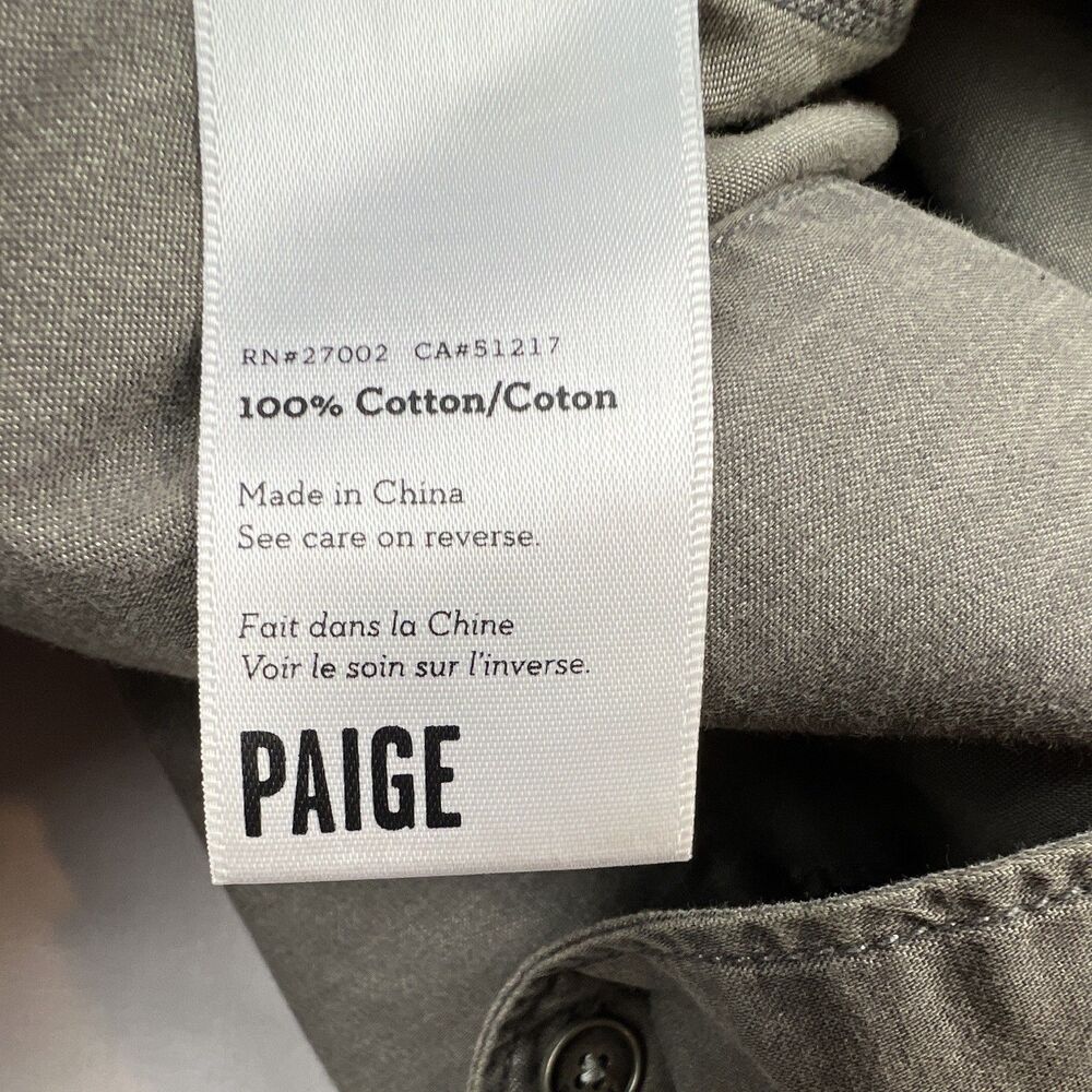 PAIGE Shirt Women’s Cotton Long Sleeve Gray Button-Up Pockets Medium - Picture 6 of 6